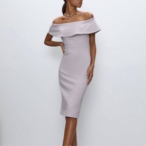 Aritzia Ruslan off-shoulder ruffle midi dress, 0